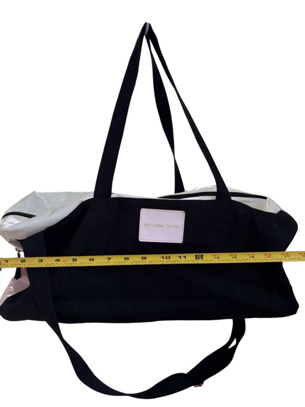 Victorias Secret Black & White Canvas Tote/Shoulder Bag With Adjustable Strap - Picture 16 of 16